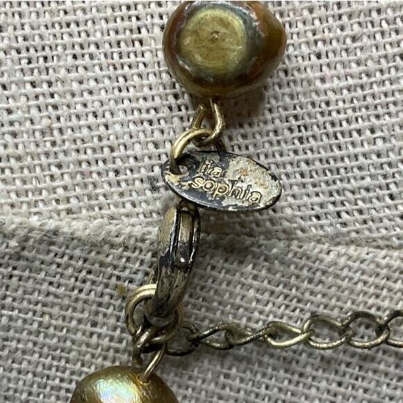 Lia Sophia Signed Cipriani Matte Gold Pearls Necklace - Picture 3 of 3